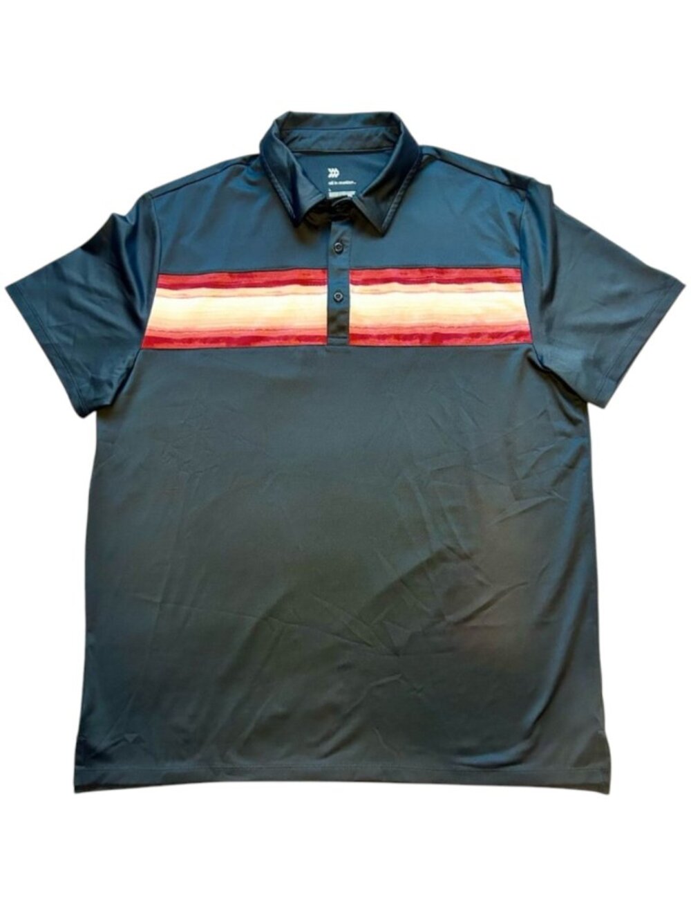 All in Motion Performance Polo Large Navy Ombre Stripe Golf Athletic Shirt